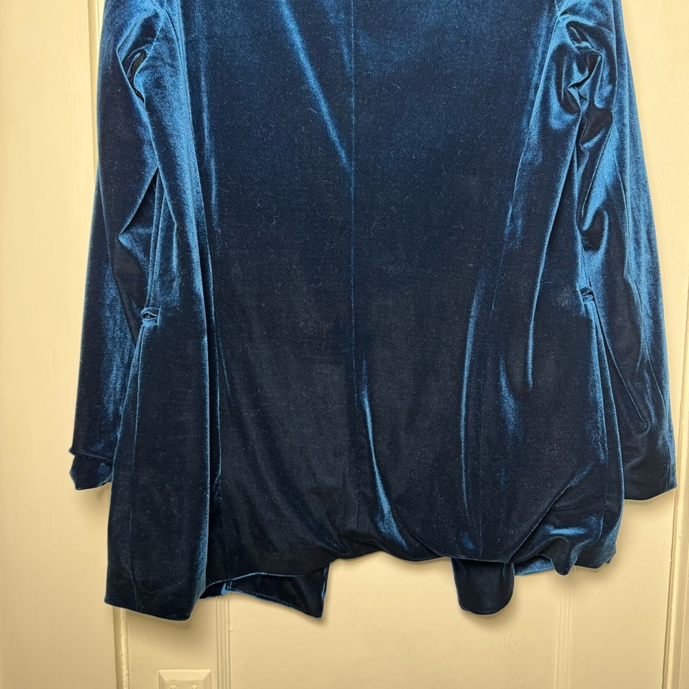 Forever 21 Oversized Velvet Blazer Jacket Blue Cocktail Medium - Picture 10 of 14